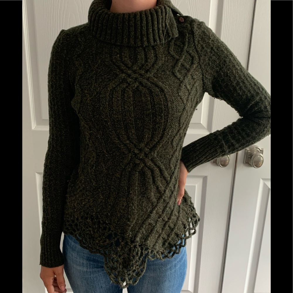 Anthropology Moth Green Heathered Sweater